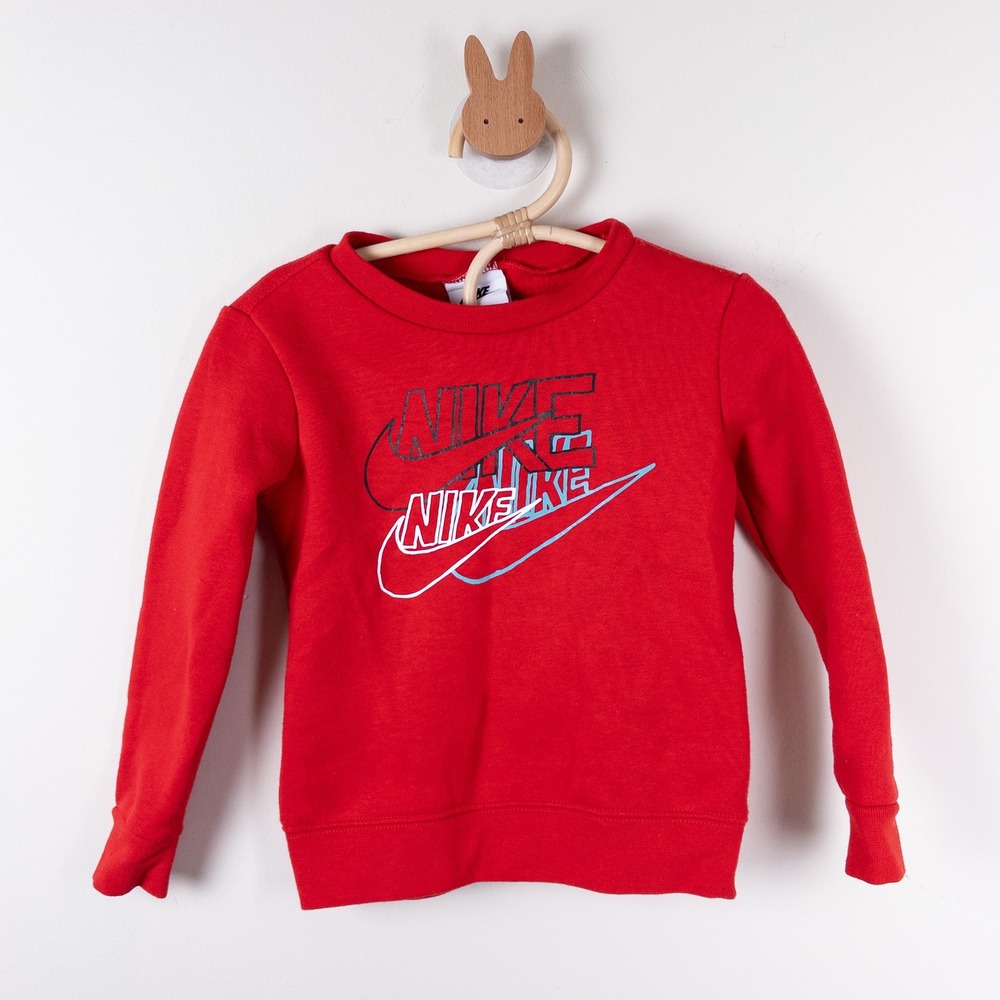 Nike‎ Sweatshirt Toddler 2T Red Graphic Logo Fleece Pullover Long Sleeve